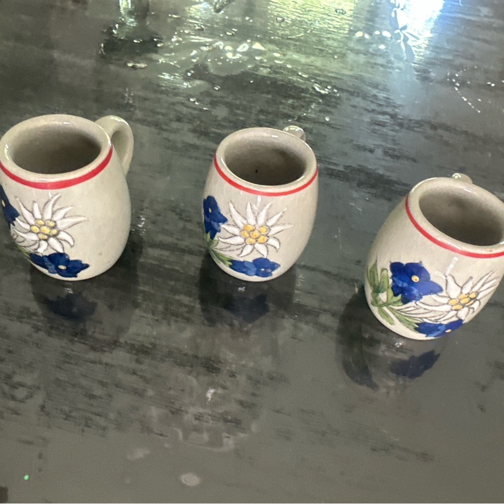 Hand-Painted Ceramic Mini Pitcher Vase with Blue Floral Motif